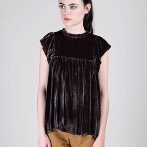 NWOT Ulla Johnson Velvet Joni Top - Mulberry - Size 2